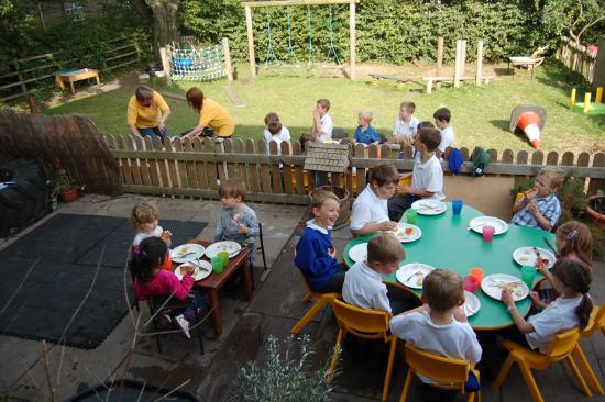 Children eating outside